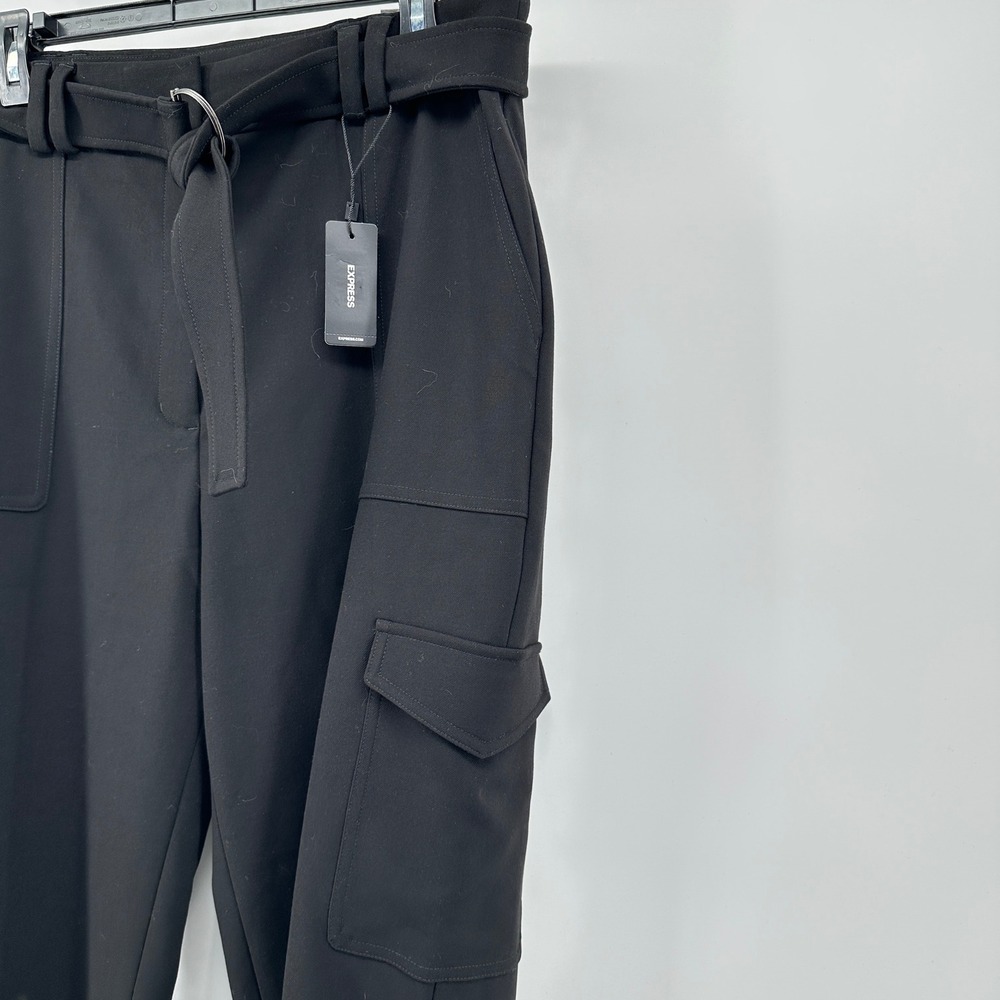 EXPRESS Cargo Pants Super High Waisted Belted Ankle Dark Academia Streetwear 14R - Picture 3 of 14